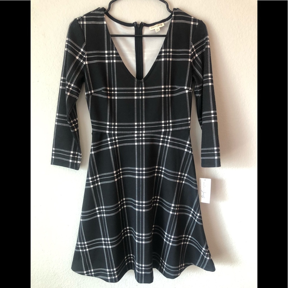 Women's Long Sleeve Plaid Printed Dress